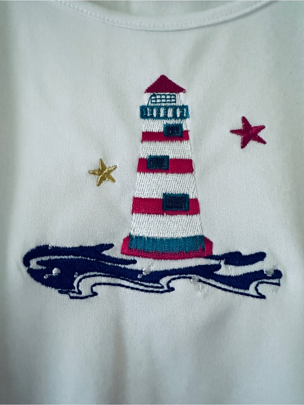 American Sweetheart Tank Top size Small- Women's Nautical Embroidered White